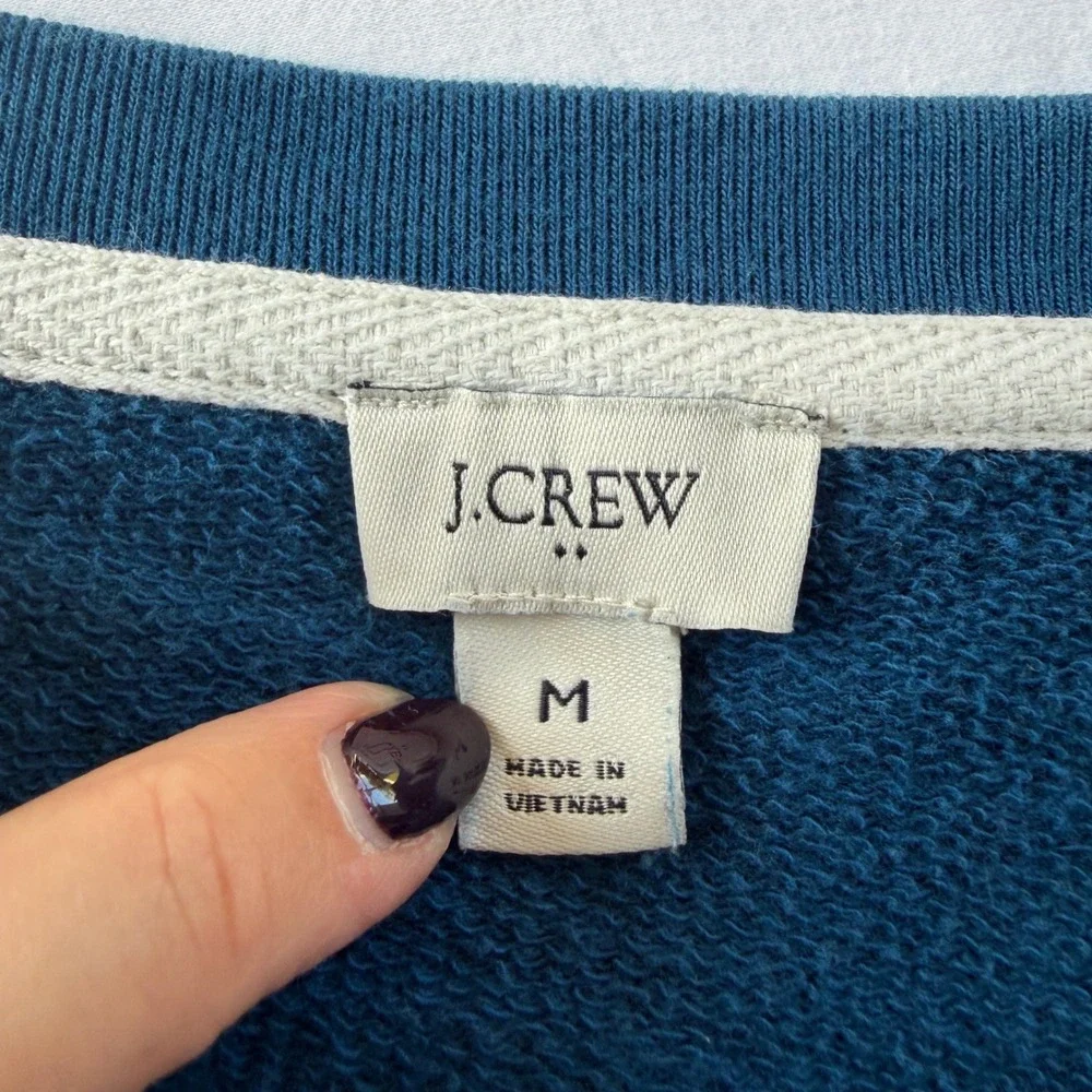 J.Crew Textured Slub Knit Long Sleeve Crewneck Pullover Teal Blue Size Medium